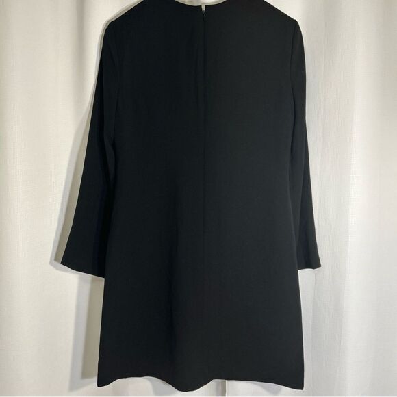 NWT LAUREN Ralph Lauren Isaak Crepe Keyhole Dress Sz 14 Solid Black Long Sleeve - Picture 5 of 10